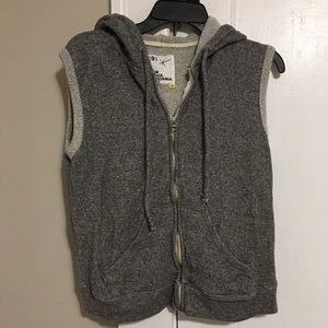 Gray Hoodie Zipper Sweater Vest